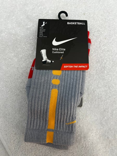 Nike Elite Basketball Socks NWT Gray Gold Sz Small Cushioned New With Tags