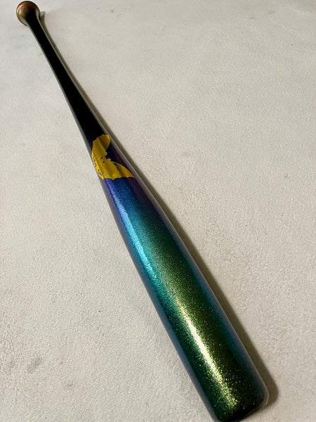 Sam Bat Torpedo 34”/33oz Universal Maple Wood Baseball Bat Custom Blem Blue Green Flash/Black/Gold