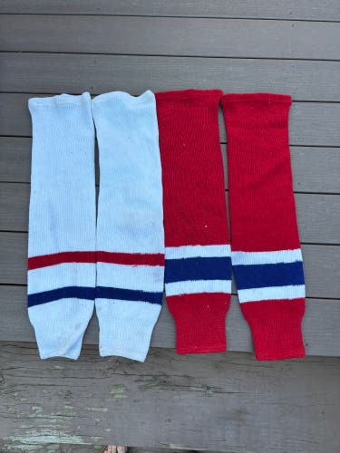 2 pairs of Montreal Canadiens Red White Blue Senior Large CCM Socks