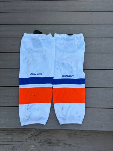 New York Islanders White Blue Orange Senior Large Bauer Socks
