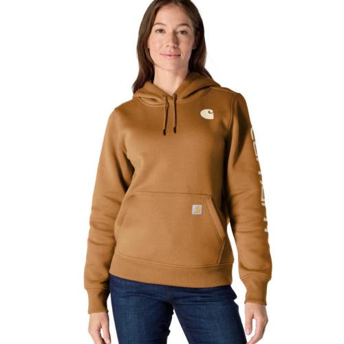 Carhartt Iconic Clarksburg Hoodie Women's Brown Fleece Kangaroo Pockets JAX1772