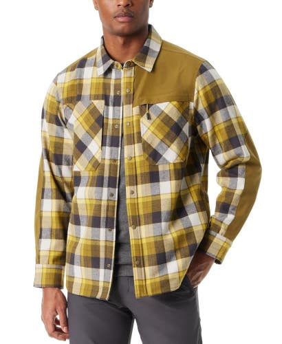 Bass Outdoor Shacket Men's XL Green Plaid Long Sleeve Snap Front Utility UPS1331