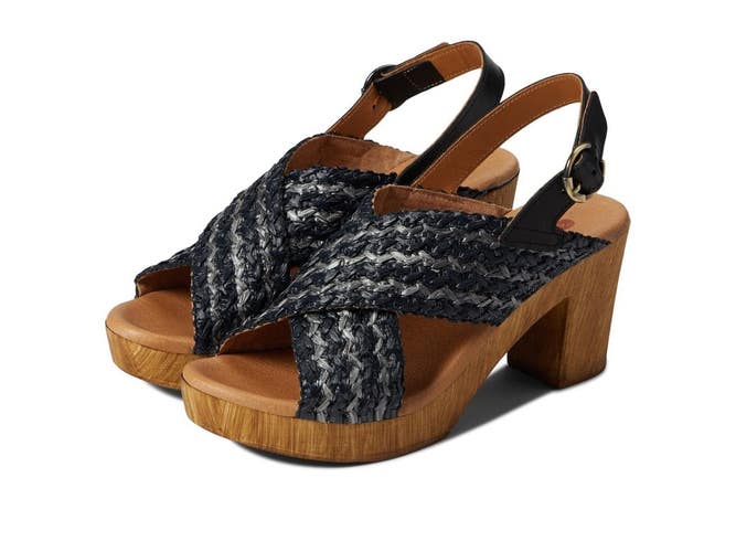 Eric Michael Martie Sandals Women's 10.5-11 Black Block Heel Slingback RHS8937