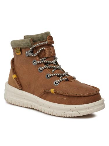 Hey Dude Bradley 40269-267 Boot Kids Walnut Leather Moc Toe Casual Ankle SHOP549