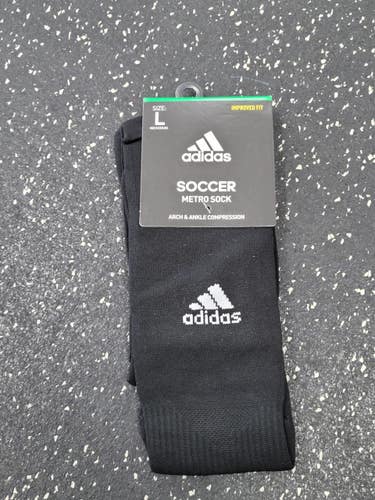 Used Adidas METRO SOCK Soccer Socks Black LG 11849-S000041851