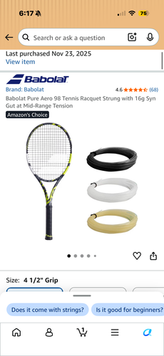Babolat Aero Pro Drive Cortex 100 head 4 5/8 Grip Nadal Tennis