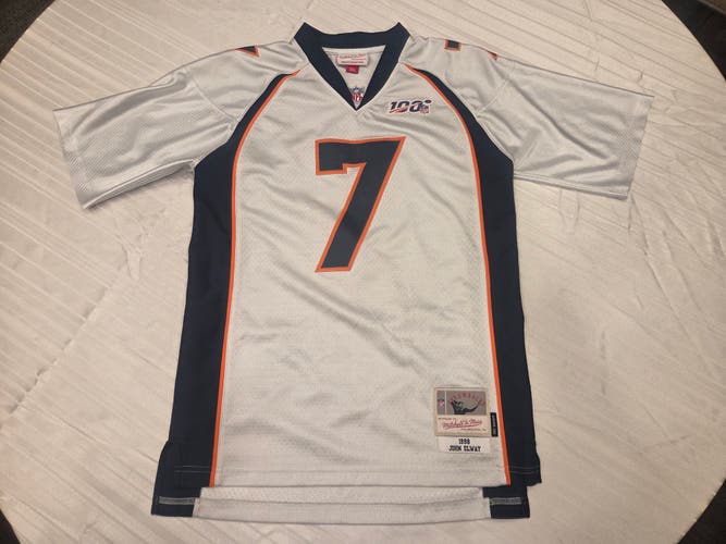 Youth Large John Elway #7 Denver Broncos jersey with a 1998 throwback-style