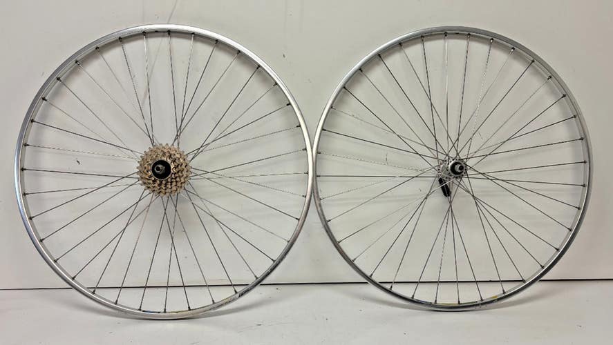 Vintage Mavic MA 6-Speed 36-Spoke Silver Aluminum 27" Wheelset Performance Hubs