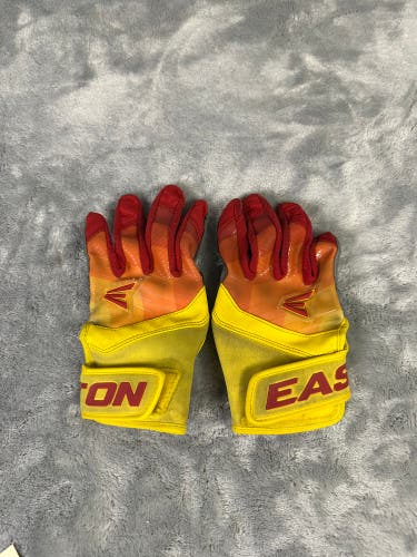Orange Youth Medium Easton Batting Gloves (Used)