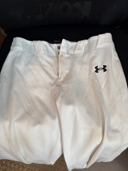 White Unisex Large Youth Under Armour Game Pants (Used)