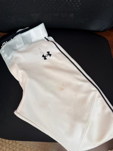 White Unisex XL Youth Under Armour Game Pants (Used)
