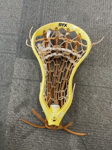 Used STX SUPER POWER TRADITIONAL STRUNG Mens Lacrosse Head Yellow 11614-S000240192