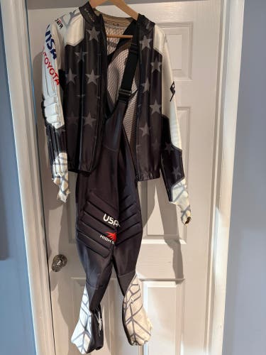 Large Spyder U.S. Ski Team Two Piece Ski Speed Suit (Used) FIS Legal