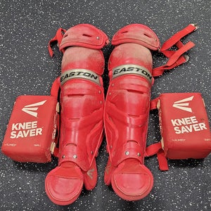Used Easton GAMETIME SHIN GUARDS Catchers Leg Guards Red Youth 11849-S000041922