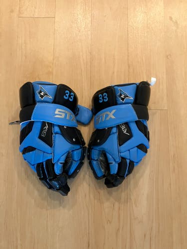 2013 Johns Hopkins STX K18 Lacrosse Gloves Game Worn