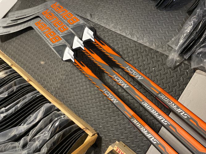 3 Pack New Bauer Mach Goalie Stick 26" Pro Stock Kolosev Flyers Orange