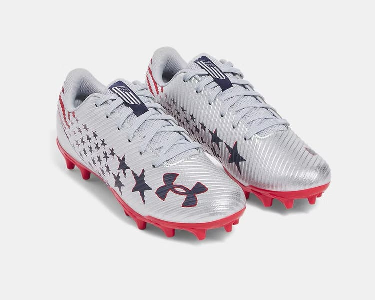 New youth 5 Under Armour blur select MC silver/red-navy USA star
