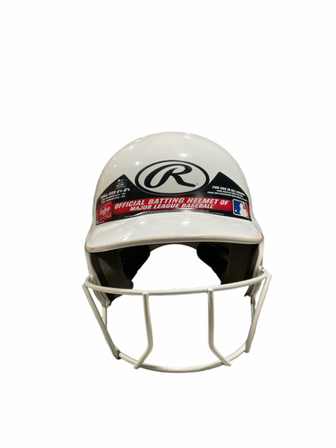 Used Rawlings 6 1/4-6 7/8 WHT HELMET Batting Helmet w/Mask White One Size 11834-S000053974