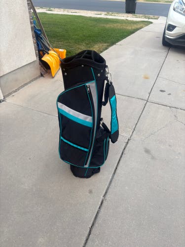 Golf bag: Majek Ladies Black Teal Golf Bag,. Cart bag., New