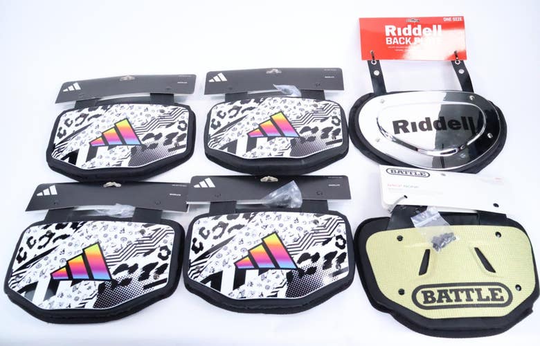 Lot Of 6 Adult Football Back Plate Battle / Riddell / Adidas / NEW READ INV#216