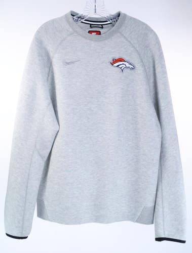 Nike Denver Broncos Dark Grey Heather Tech Fleece Sweatshirt Men's M NWT Read
