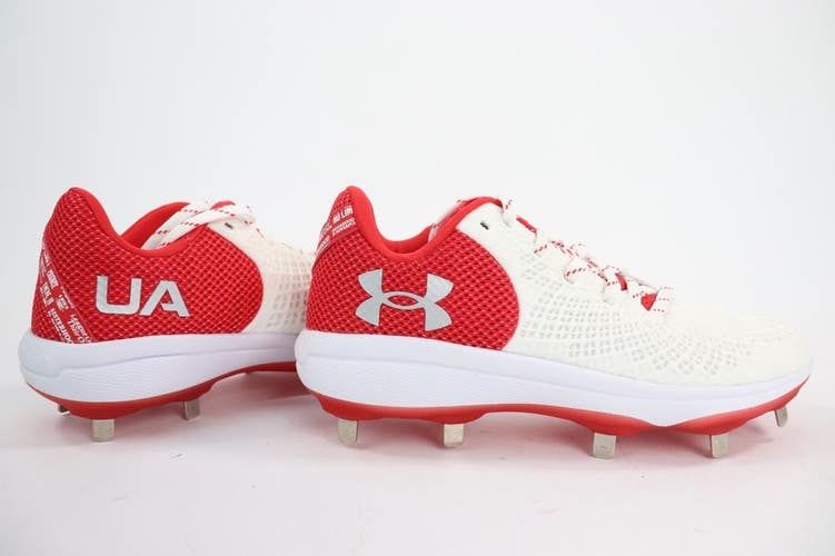 Under Armour Glyde 2 Metal Softball Cleats White Red 3026601-104 Women's 8 NEW