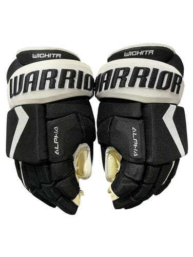 Warrior Alpha 4-Roll Wichita Thunder Pro Stock Hockey Gloves 14” Black/White (Used) 9405