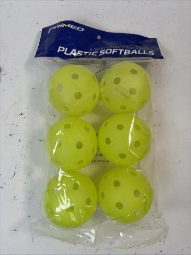 Primed Plastic Softballs, Yellow, 6-Pack