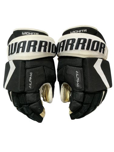Warrior Alpha 4-Roll Wichita Thunder Pro Stock Hockey Gloves 14” Black/White (Used) 9407