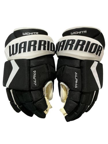 Warrior Alpha 4-Roll Wichita Thunder Pro Stock Hockey Gloves 15” Black/White (Used) 9409