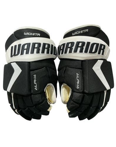 Warrior Alpha 4-Roll Wichita Thunder Pro Stock Hockey Gloves 15” Black/White (Used) 9414