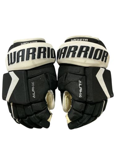 Warrior Alpha 4-Roll Wichita Thunder Pro Stock Hockey Gloves 15” Black/White (Used) 9415