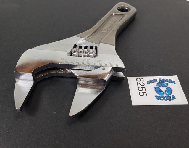 Scuba Dive 7" Thin Jaw Head Stubby Wide Opening Adjustable Crescent Wrench Tool