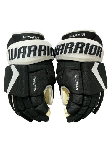 Warrior Alpha 4-Roll Wichita Thunder Pro Stock Hockey Gloves 14” Black/White (Used) 9418