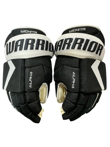 Warrior Alpha 4-Roll Wichita Thunder Pro Stock Hockey Gloves 14” Black/White (Used) 9419