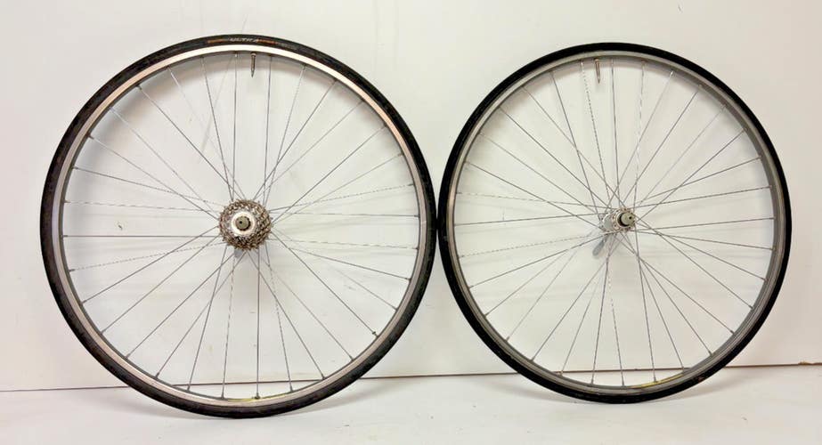 Vintage Wolber GTX 7-Speed Gray Aluminum 700C Wheelset Shimano 105 Hubs + Tires