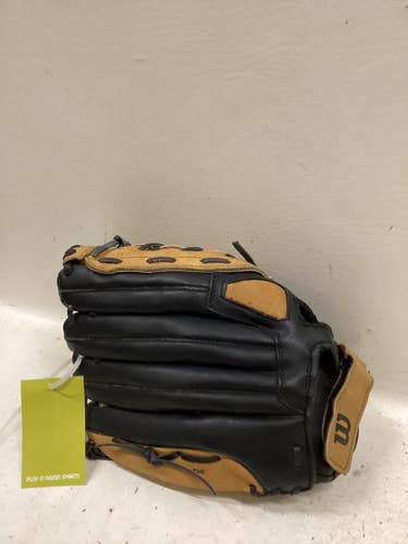 Used Wilson A0360TRES14 RH Throw Fastpitch Gloves Black And Tan 14" 11725-S000503383