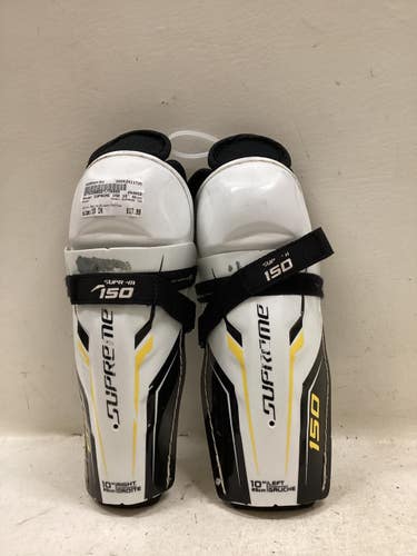 Used Bauer SUPREME 150 Youth Shin Guards White/Black/Yellow 10" 11725-S000504158