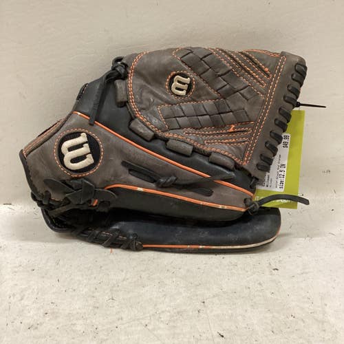 Used Wilson A12RF15 125 BB/SB Glove RH Throw Black And Orange 12 1/2" 11725-S000505140