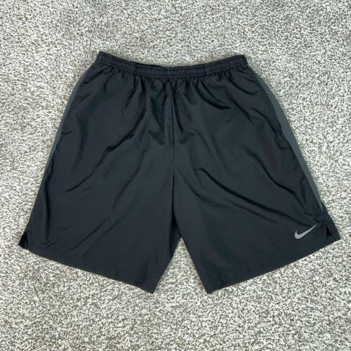 Nike Shorts Mens Large Black Dri FIT Mesh Lined Athletic Gym Workout Running