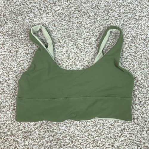 Lululemon Sports Bra Womens 12 Green Lined Longline Yoga Gym Workout Reversible