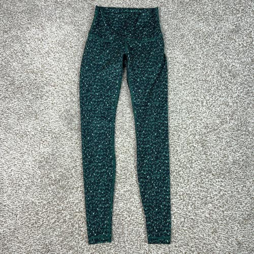 Lululemon Pants Womens 6 Green Camo High Rise Ankle Leggings Yoga Gym Workout
