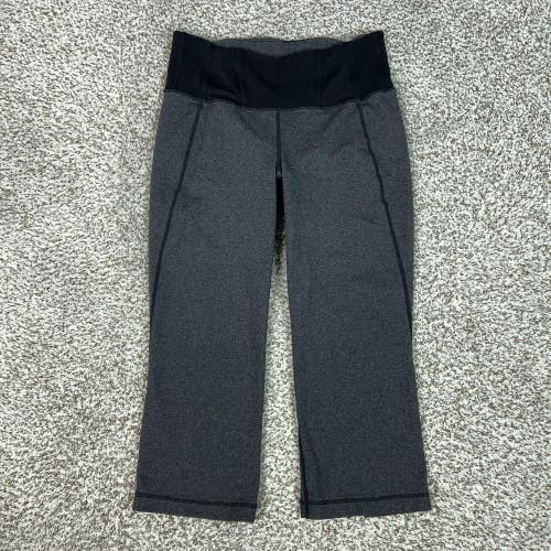 Lululemon Pants Womens 8 Gray Capri Leggings Wide Waistband Yoga Gym Workout