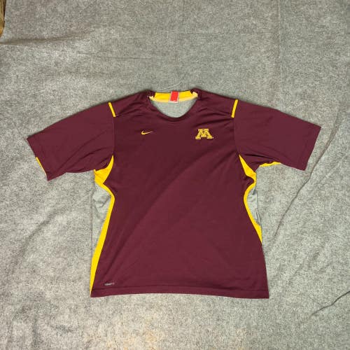 Minnesota Gophers Men Shirt Large Maroon Gray Nike Team Tee T Performance DriFit