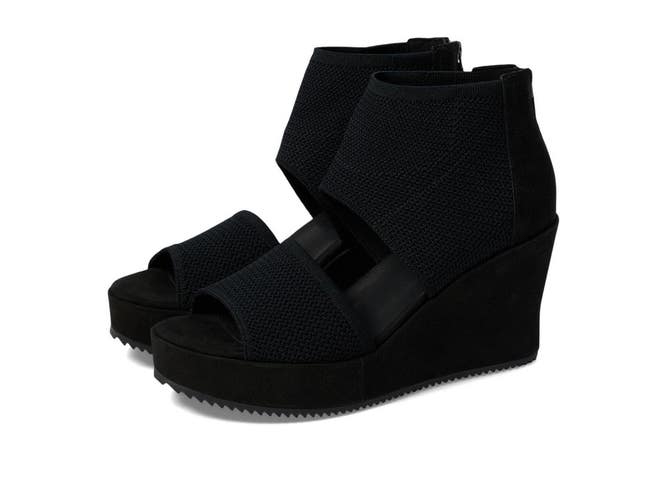 Eileen Fisher Leto Sandals Women's US 5.5 M Black Platform Wedge Heel HTAT1605