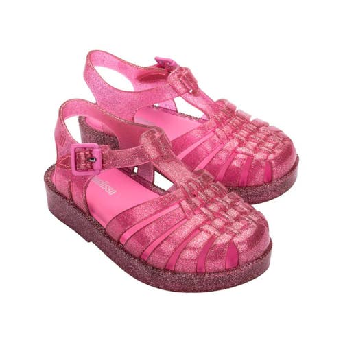 Mini Melissa Possession Shiny Sandals Toddler 8T Pink Glitter Fisherman HTAT1520