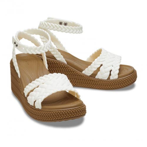 Crocs Brooklyn 209994-0WV Sandals Womens US 10 M White Woven Wedge Heel HTAT1506