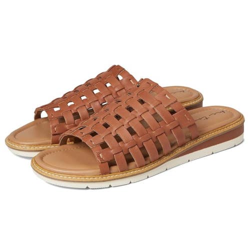 Me Too Arien Sandals Women's 6.5 M Brown Leather Open Toe Slip On Slide HTAT1543