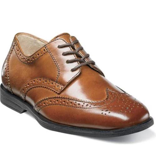 Florsheim Reveal 16574-001 Oxford Boys 11.5 M Brown Wingtip Dress Shoes HTAT1521