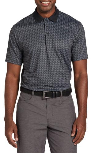 Walter Hagen Polo Shirt Mens Small Gray Houndstooth Short Sleeve Collared SRT675